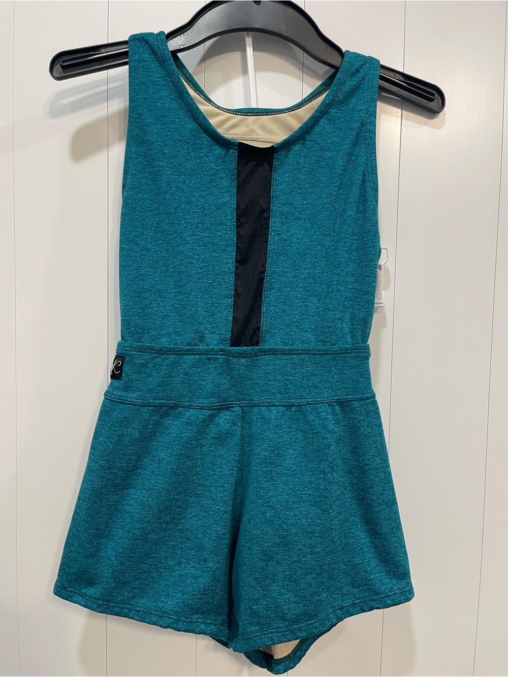 Kandi Kouture Girls Teal Dance Romper with Contrast Panel - Child Large